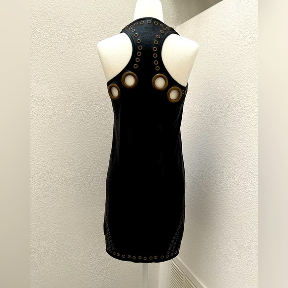 Rare Y2K Caribbean Queen Black and Gold Grommets and Studs Dress - Picture 1 of 14